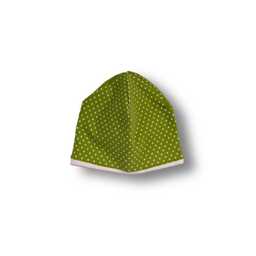 Otroška kapa – pikice na zelenem + bela (velikost S)