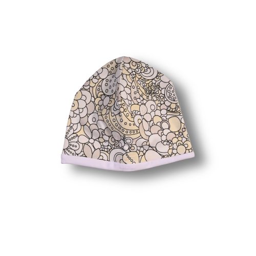 Otroška kapa – rože - rumene, na soncu se spremenijo v roza + smetana (velikost M)