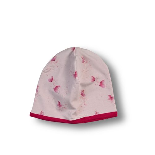 Otroška kapa – metuljčki + roza (velikost L)
