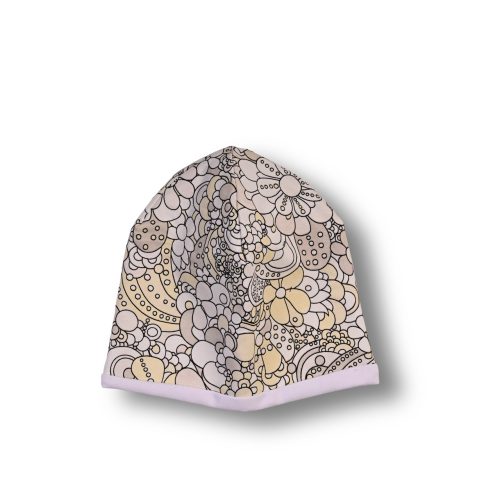 Otroška kapa – Rožice z rumeno - na soncu se spremeni v roza + bela (velikost L)