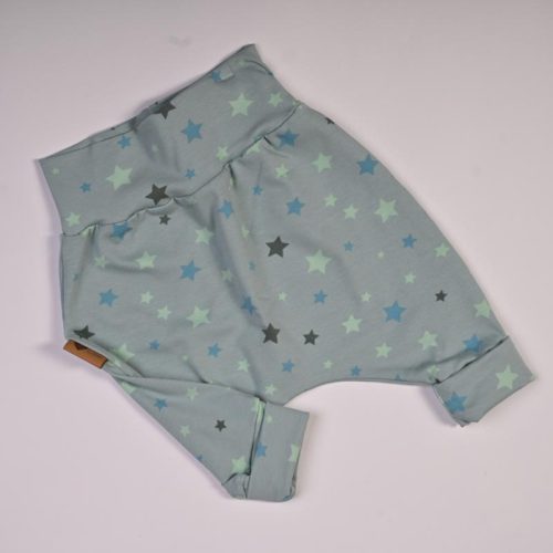 Otroške baggy hlače – zvezdice na mint  (velikost 68)